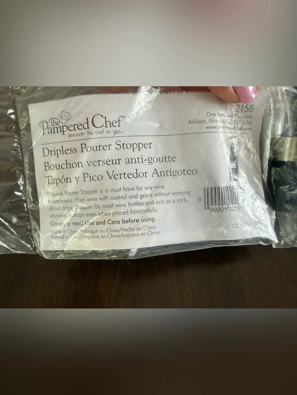 Pampered Chef Dripless Pourer Stopper #2158 NIP Wine Bottle Pourer